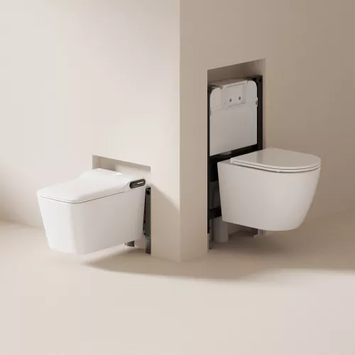 Комплект ABBER подвесной электронный унитаз-биде Rechteck AC1215S с инсталляцией AC0101P2, изображение 17