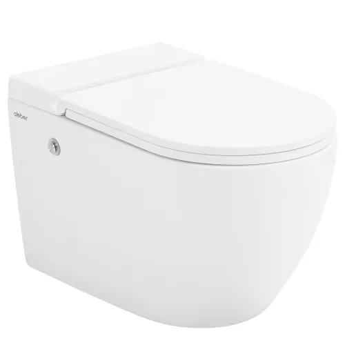 Комплект ABBER подвесной унитаз Bequem AC1108P белый с импульсным смывом с инсталляцией AC0101P, изображение 3