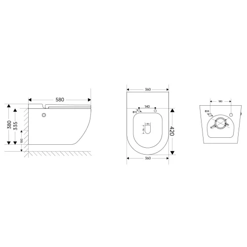 Комплект ABBER подвесной унитаз Bequem AC1108P белый с импульсным смывом с инсталляцией AC0101P, изображение 6