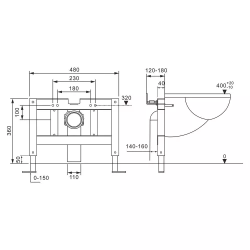Комплект ABBER подвесной унитаз Rechteck AC1202P белый с импульсным смывом с инсталляцией AC0101P, изображение 4