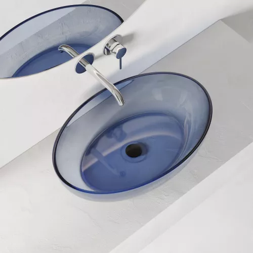 Раковина накладная прозрачная ABBER Kristall AT2801Saphir синяя, Выбрать цвет: Синий