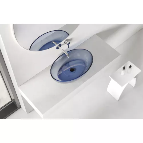 Раковина накладная прозрачная ABBER Kristall AT2801Saphir синяя, Выбрать цвет: Синий, изображение 6