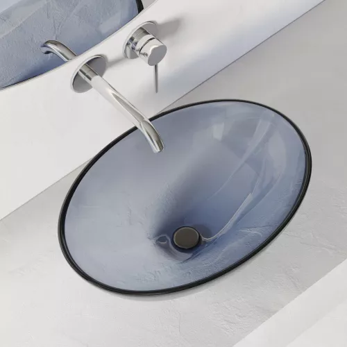 Раковина накладная прозрачная ABBER Kristall AT2802Saphir синяя, Выбрать цвет: Синий