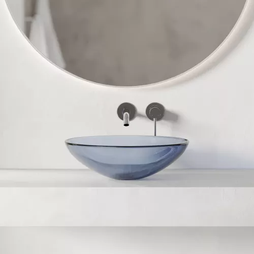 Раковина накладная прозрачная ABBER Kristall AT2802Saphir синяя, Выбрать цвет: Синий, изображение 5