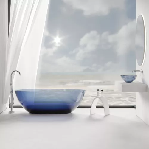 Раковина накладная прозрачная ABBER Kristall AT2802Saphir синяя, Выбрать цвет: Синий, изображение 6