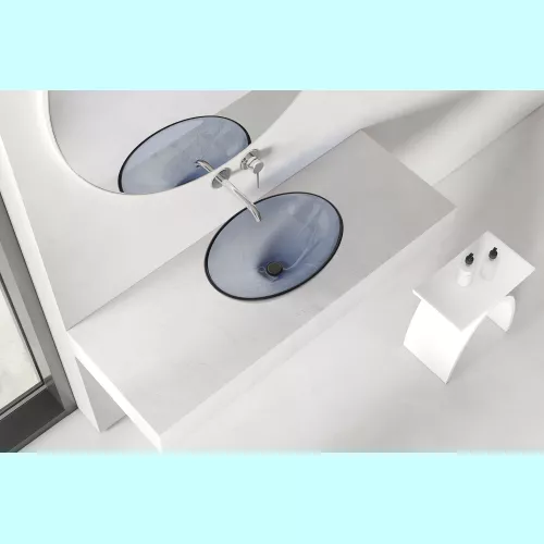 Раковина накладная прозрачная ABBER Kristall AT2802Saphir синяя, Выбрать цвет: Синий, изображение 7