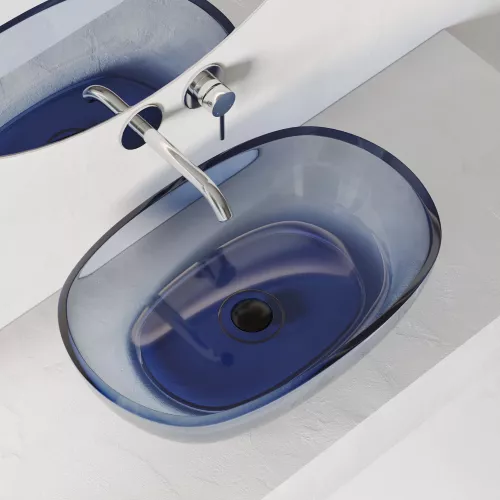 Раковина накладная прозрачная ABBER Kristall AT2805Saphir синяя, Выбрать цвет: Синий