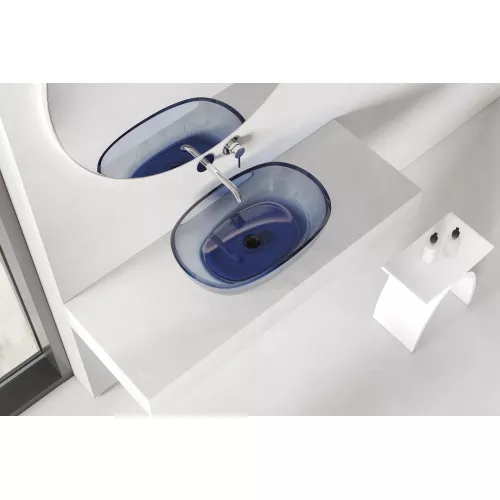 Раковина накладная прозрачная ABBER Kristall AT2805Saphir синяя, Выбрать цвет: Синий, изображение 6