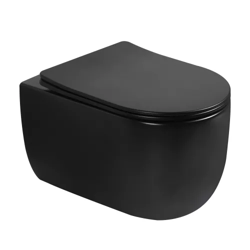 Унитаз ABBER Bequem AC1104TMB подвесной черный матовый, безободковый, смыв торнадо, Выбрать цвет: Черный матовый