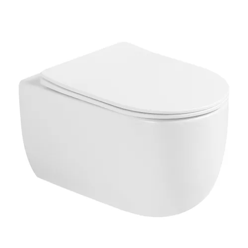 Унитаз ABBER Bequem AC1104TMW подвесной белый матовый, безободковый, смыв торнадо, Выбрать цвет: Белый матовый