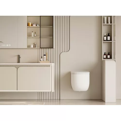 Унитаз ABBER Bequem AC1104TMW подвесной белый матовый, безободковый, смыв торнадо, Выбрать цвет: Белый матовый, изображение 7