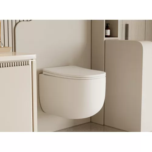 Унитаз ABBER Bequem AC1104TMW подвесной белый матовый, безободковый, смыв торнадо, Выбрать цвет: Белый матовый, изображение 8