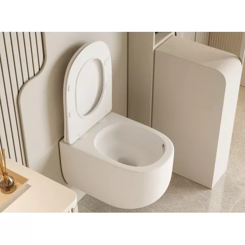 Унитаз ABBER Bequem AC1104TMW подвесной белый матовый, безободковый, смыв торнадо, Выбрать цвет: Белый матовый, изображение 9