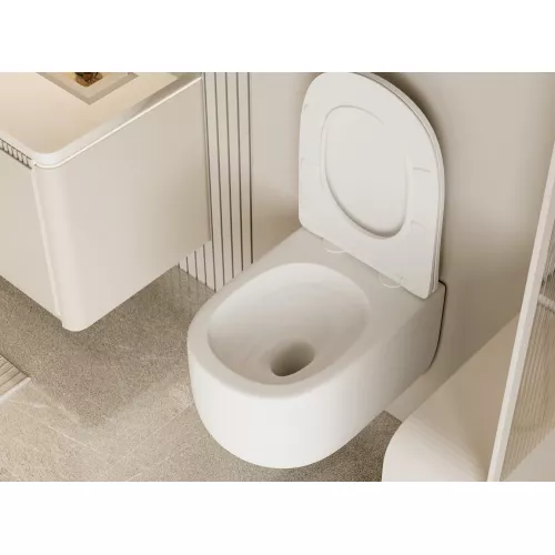 Унитаз ABBER Bequem AC1104TMW подвесной белый матовый, безободковый, смыв торнадо, Выбрать цвет: Белый матовый, изображение 10