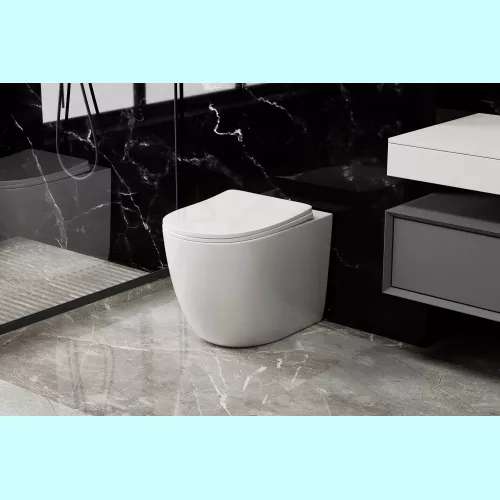 Унитаз ABBER Bequem AC1111T приставной белый, безободковый, смыв торнадо, изображение 3