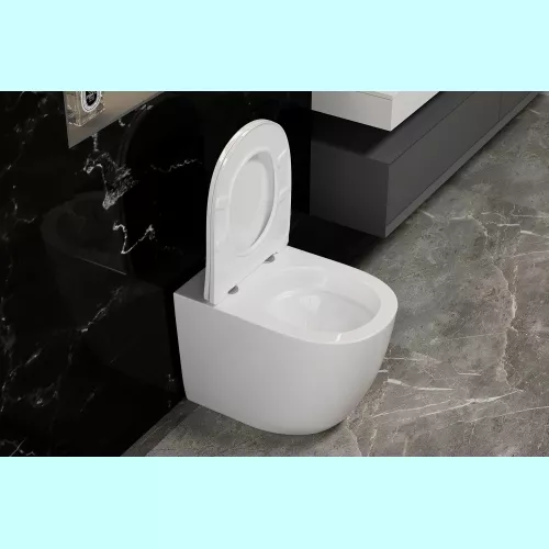 Унитаз ABBER Bequem AC1111T приставной белый, безободковый, смыв торнадо, изображение 4