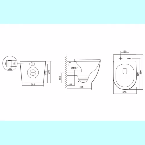 Унитаз ABBER Bequem AC1111T приставной белый, безободковый, смыв торнадо, изображение 14