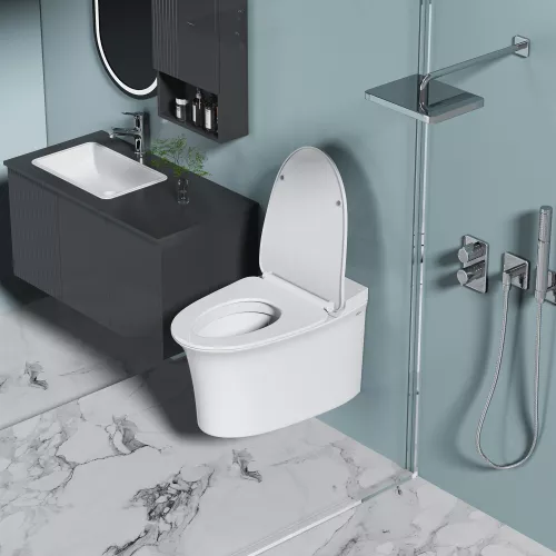 Унитаз ABBER Bequem AC1124P подвесной белый с импульсным смывом, изображение 5