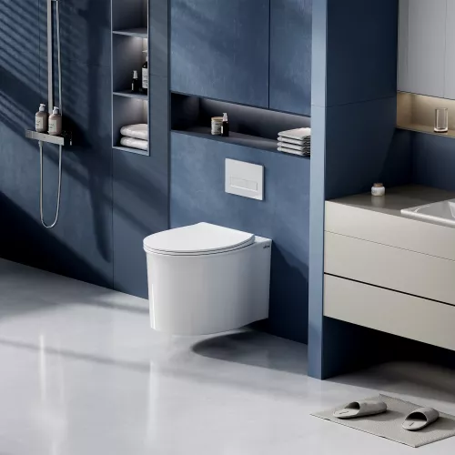 Унитаз ABBER Bequem AC1127 подвесной белый, безободковый, смыв торнадо и струйный смыв, изображение 2