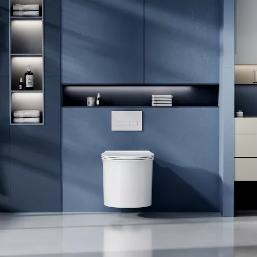 Унитаз ABBER Bequem AC1127 подвесной белый, безободковый, смыв торнадо и струйный смыв, изображение 3