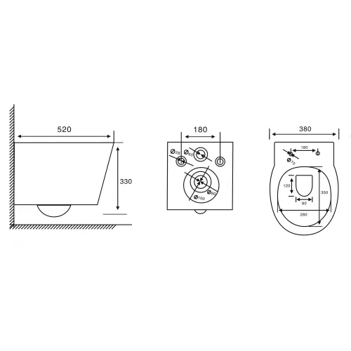Унитаз ABBER Bequem AC1127 подвесной белый, безободковый, смыв торнадо и струйный смыв, изображение 9