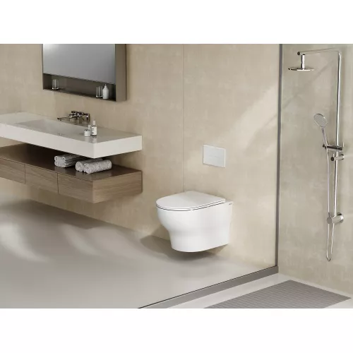 Унитаз ABBER Bequem AC1128 подвесной белый, безободковый, смыв торнадо, изображение 2