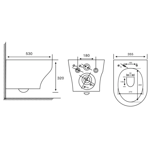 Унитаз ABBER Bequem AC1128 подвесной белый, безободковый, смыв торнадо, изображение 8