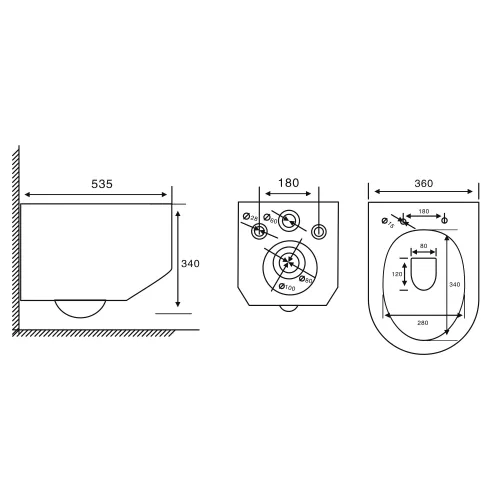 Унитаз ABBER Bequem AC1130 подвесной белый, безободковый, смыв торнадо, изображение 9