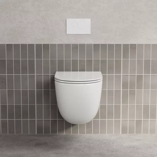 Унитаз ABBER Bequem AC1131TC подвесной белый, безободковый, смыв торнадо, с закрытым дном, изображение 4