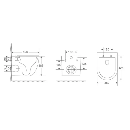 Унитаз ABBER Bequem AC1131TC подвесной белый, безободковый, смыв торнадо, с закрытым дном, изображение 6