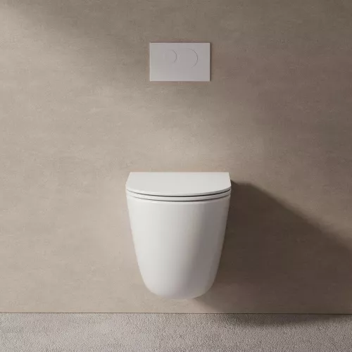 Унитаз ABBER Bequem AC1132TC подвесной белый, безободковый, смыв торнадо, с закрытым дном, изображение 4