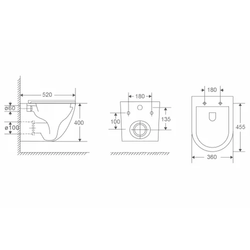 Унитаз ABBER Bequem AC1132TC подвесной белый, безободковый, смыв торнадо, с закрытым дном, изображение 7