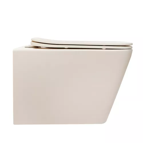 Унитаз ABBER Rechteck AC1201MBE подвесной светло-бежевый матовый, безободковый, изображение 5