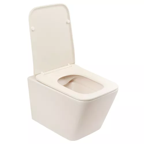 Унитаз ABBER Rechteck AC1201MBE подвесной светло-бежевый матовый, безободковый, изображение 7