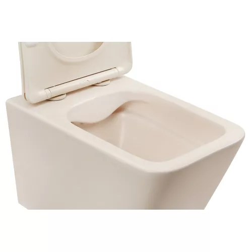 Унитаз ABBER Rechteck AC1201MBE подвесной светло-бежевый матовый, безободковый, изображение 8