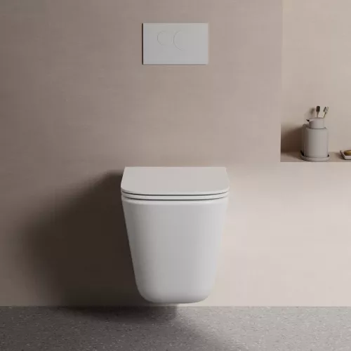 Унитаз ABBER Rechteck AC1219TC подвесной белый, безободковый, смыв торнадо, с закрытым дном, изображение 4