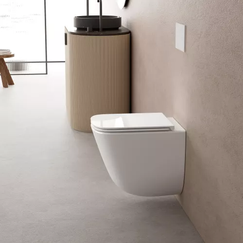 Унитаз ABBER Rechteck AC1220TC подвесной белый, безободковый, смыв торнадо, с закрытым дном, изображение 3