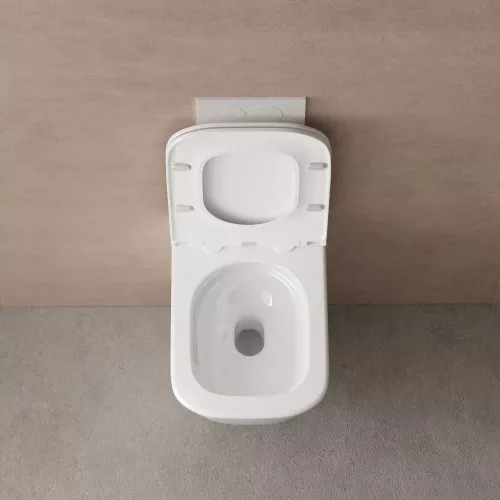 Унитаз ABBER Rechteck AC1220TC подвесной белый, безободковый, смыв торнадо, с закрытым дном, изображение 5