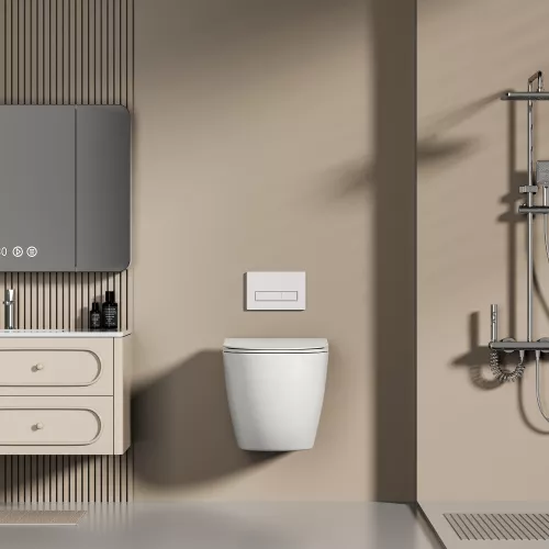 Унитаз ABBER Ultra AC1301 подвесной белый с ультратонким ободком, изображение 5