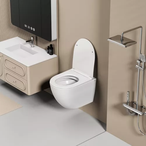 Унитаз ABBER Ultra AC1301 подвесной белый с ультратонким ободком, изображение 6