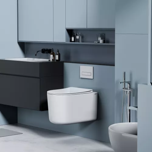 Унитаз ABBER Ultra AC1302 подвесной белый с ультратонким ободком, изображение 3