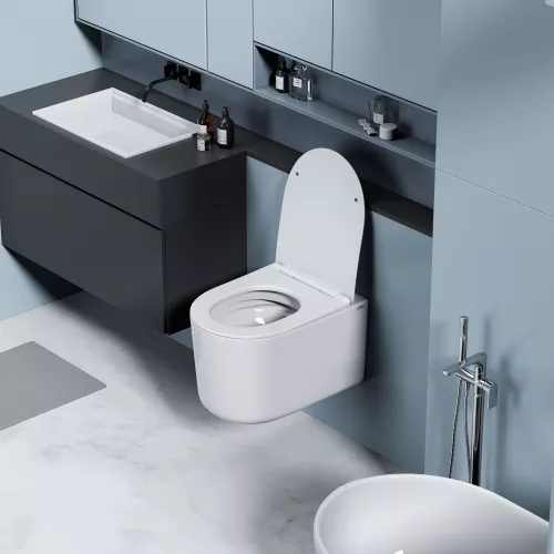 Унитаз ABBER Ultra AC1302 подвесной белый с ультратонким ободком, изображение 5