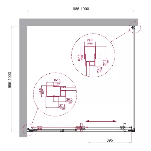 Душевой уголок BelBagno LUCE-A-1-100/100-C-Cr, изображение 6