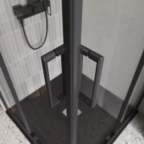 Душевой уголок BelBagno LUCE-A-2-90-C-NERO, Цвет стекла: прозрачное, Цвет профиля: Черный, Выбрать размер: 90x90, изображение 2