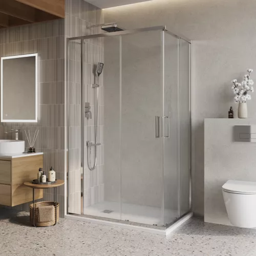 Душевой уголок BelBagno LUCE-AH-21/-C-Cr, Цвет стекла: прозрачное, Цвет профиля: Хром, Выбрать размер: 100x80