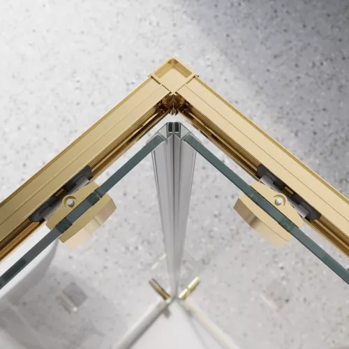 Душевой уголок BelBagno LUCE-A-2-90-C-ORO, Цвет стекла: прозрачное, Цвет профиля: Золото, Выбрать размер: 90x90, изображение 3