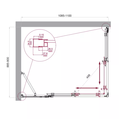Душевой уголок BelBagno LUCE-AH-21/-P-Cr рифленое, Цвет стекла: рифленое, Цвет профиля: Хром, Выбрать размер: 110x90, изображение 9