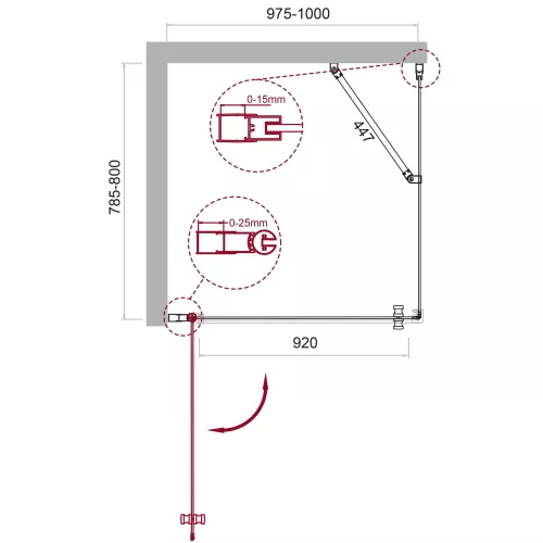 Душевой уголок BelBagno ETNA-AH-1/-C-Cr, Цвет стекла: прозрачное, Цвет профиля: Хром, Выбрать размер: 100x80, изображение 12