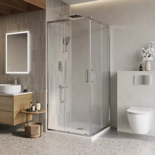 Душевой уголок BelBagno LUCE-A-2/-C-Cr, Цвет стекла: прозрачное, Цвет профиля: Хром, Выбрать размер: 80x80