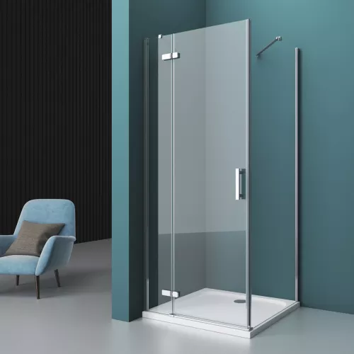 Душевой уголок BelBagno KRAFT-AH-12/-C-Cr-L/R, Цвет стекла: прозрачное, Цвет профиля: Хром, Выбрать размер: 80x90, Ориентация: левая